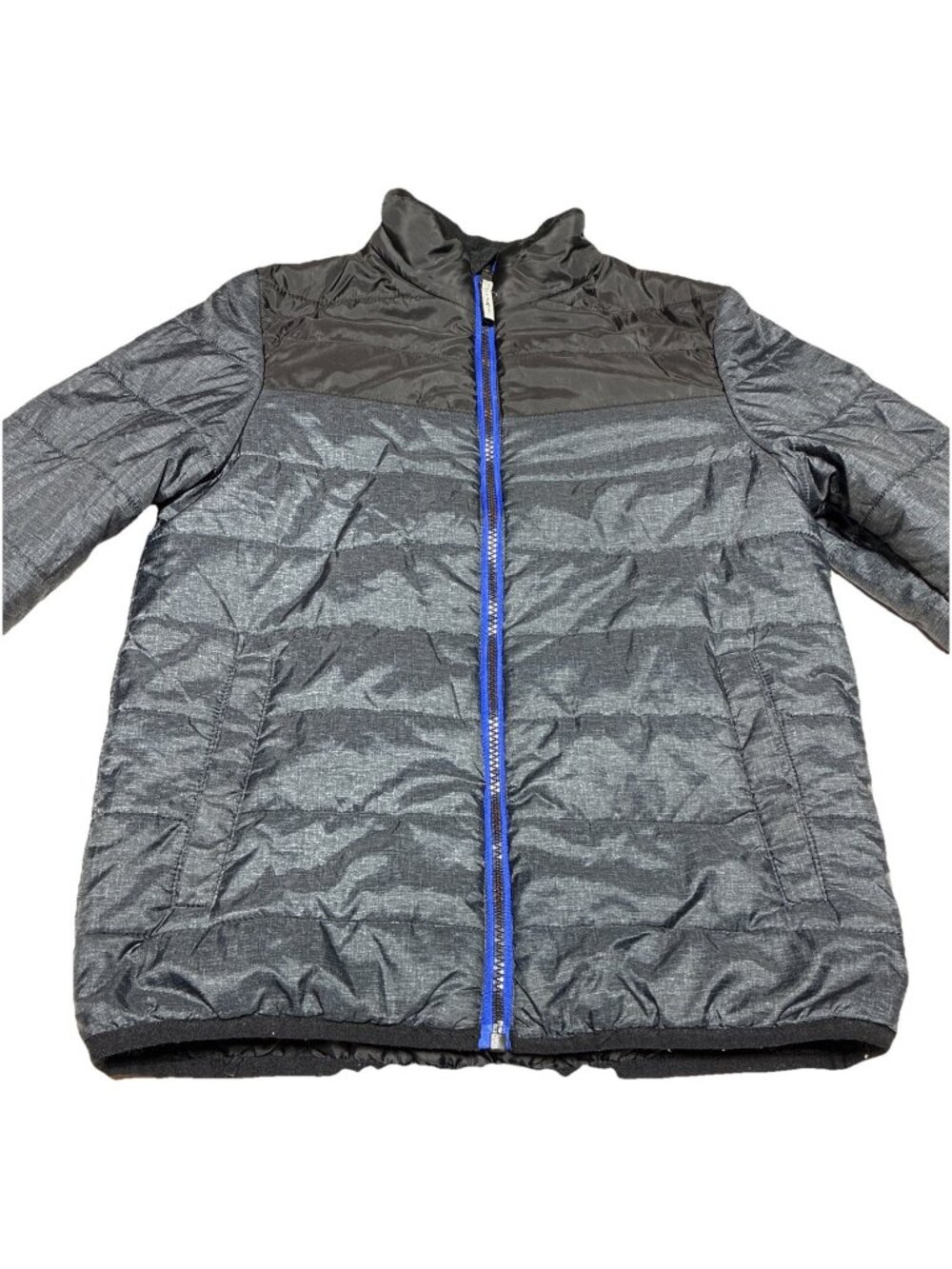 ZeroXposur Boys Puffer Jacket L 10/12 Black Gray Blue Freeze Quilted Coat